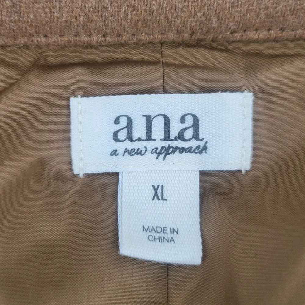 ANA a new approach Women's XL Camel Brown Button Down Lined Jacket‎ Shacket Coat